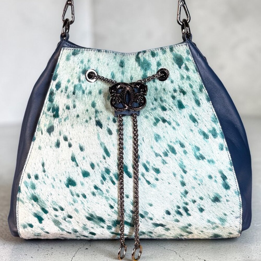 Sharif Legacy Haircalf Leather Drawstring Shoulder Bag - New without tags - Picture 2 of 16